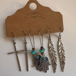 Silver and Turquoise Earring Set